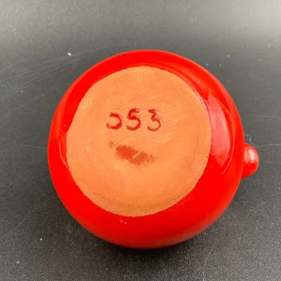 Vintage Frankoma Art Pottery Red Mini Ball Creamer Pitcher #553 - Picture 2 of 6